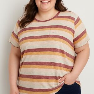 Maurices Size XXL 24/7 Collection Multicolor Striped Short Sleeve Tee New